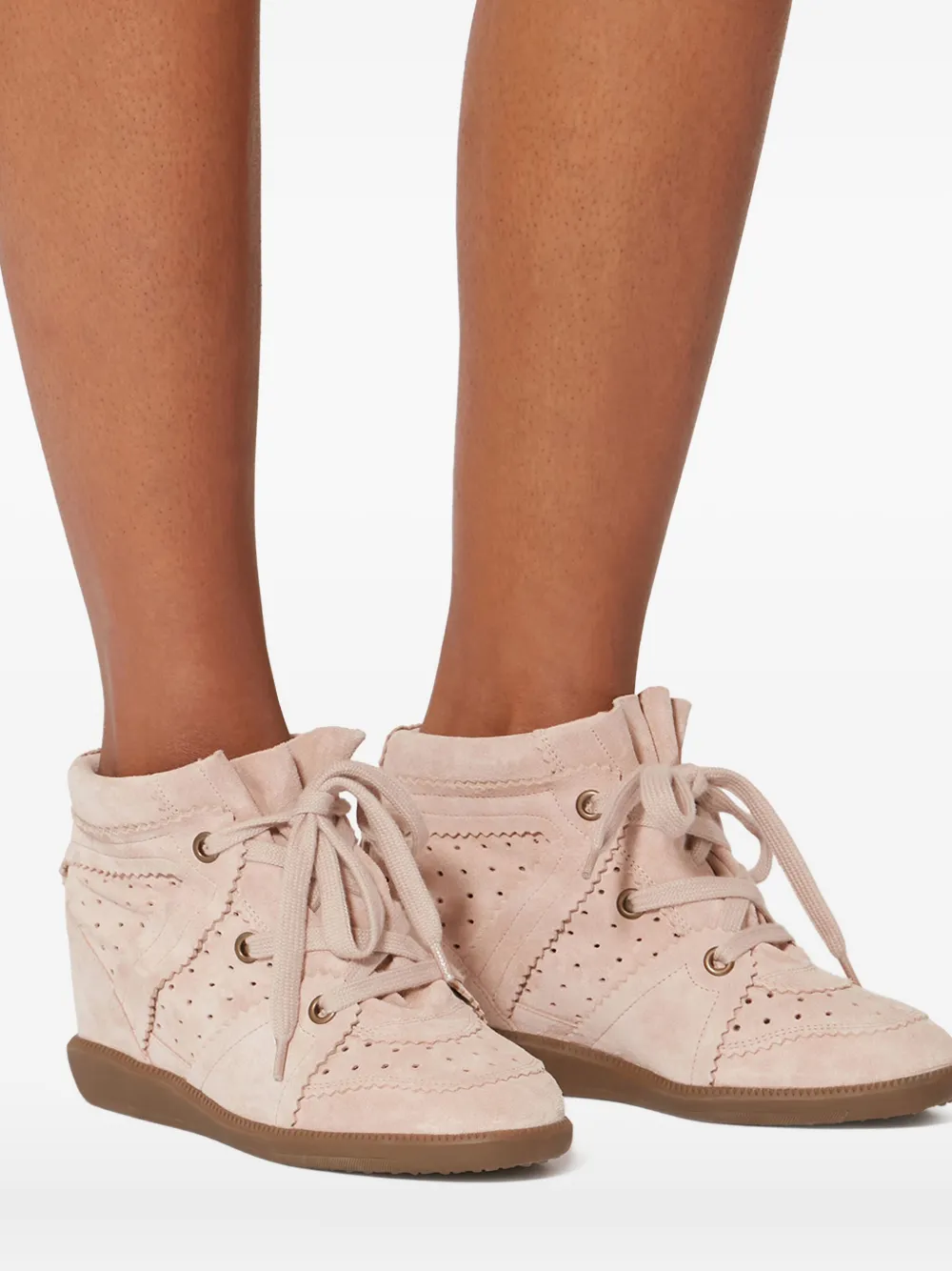 ISABEL MARANT 50 mm Bobby gewelfde sneakers met geperforeerde details Roze