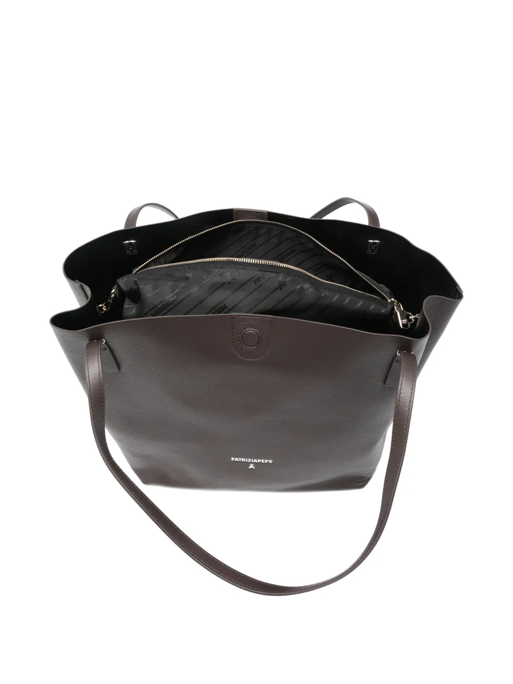 Patrizia Pepe Logo-detail Shoulder Bag In Brown