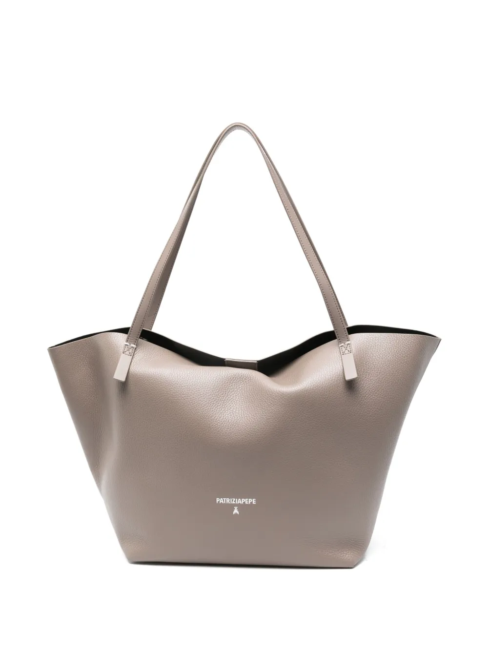 Patrizia Pepe Logo-lettering Shoulder Bag In Neutral