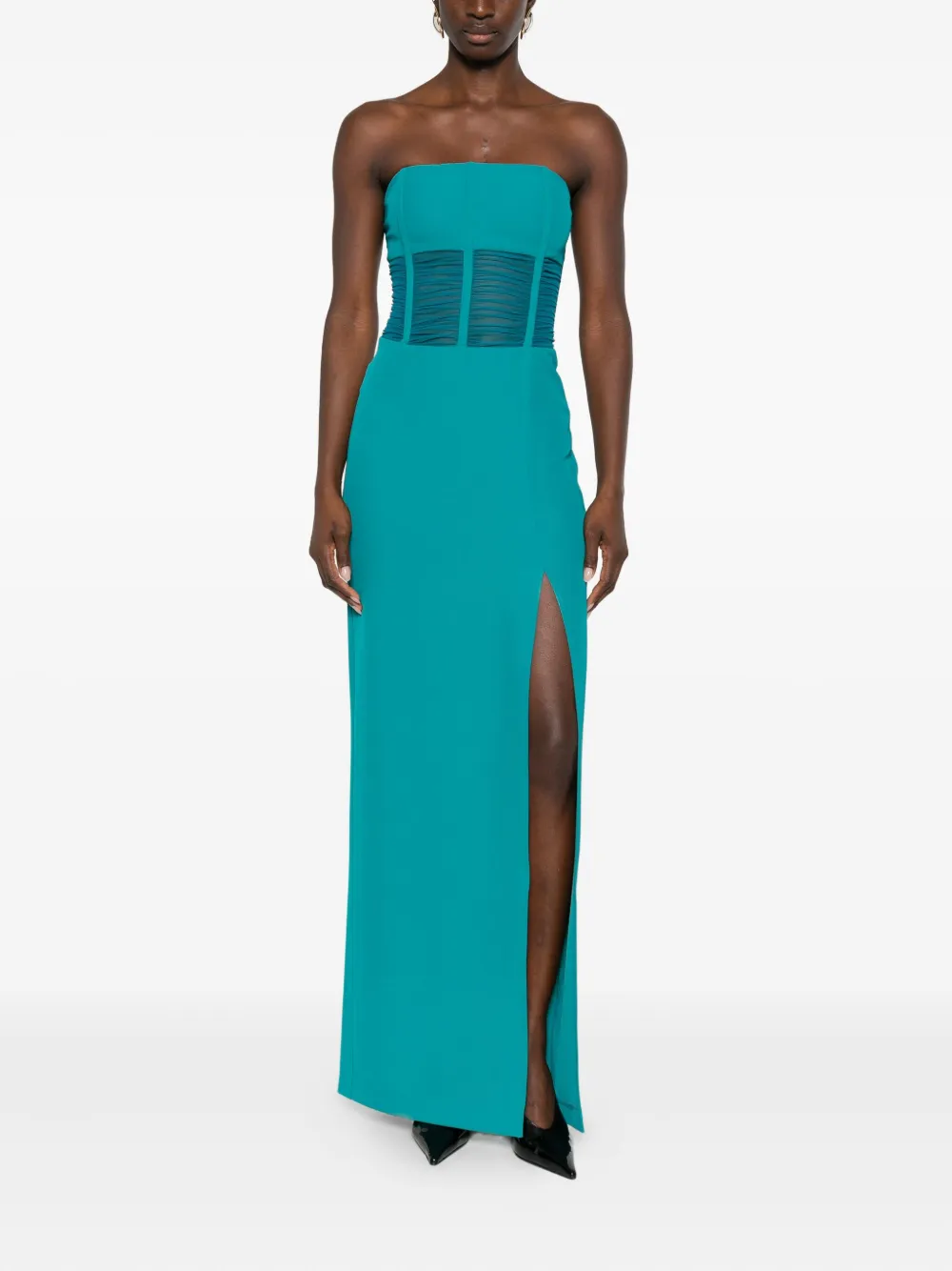 Patrizia Pepe ruched side-slit dress - Blauw