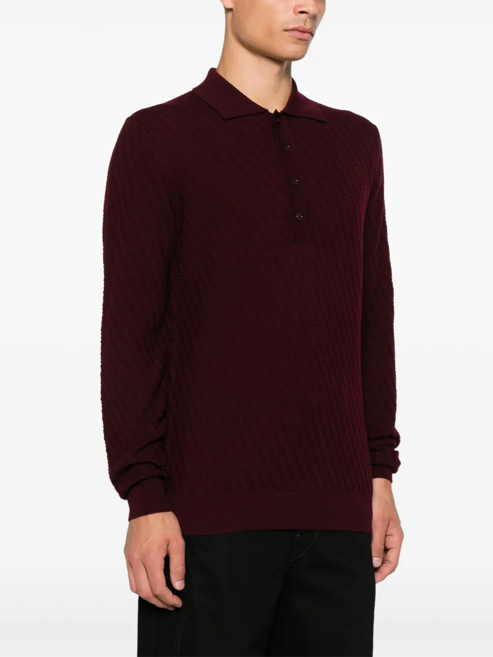 Paolo Pecora Fijngebreid poloshirt Rood