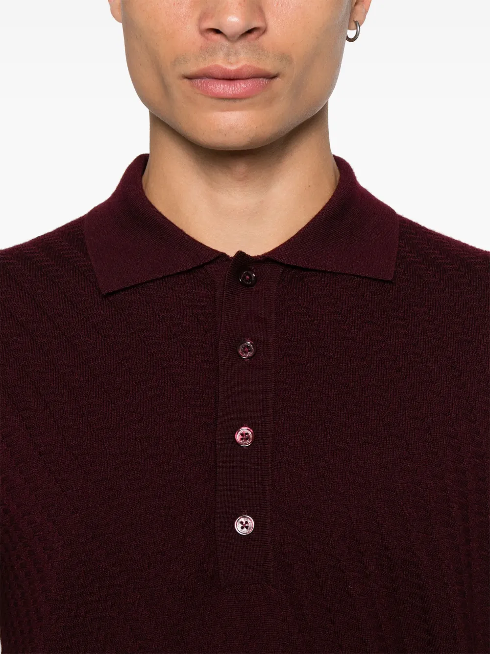 Paolo Pecora Fijngebreid poloshirt Rood