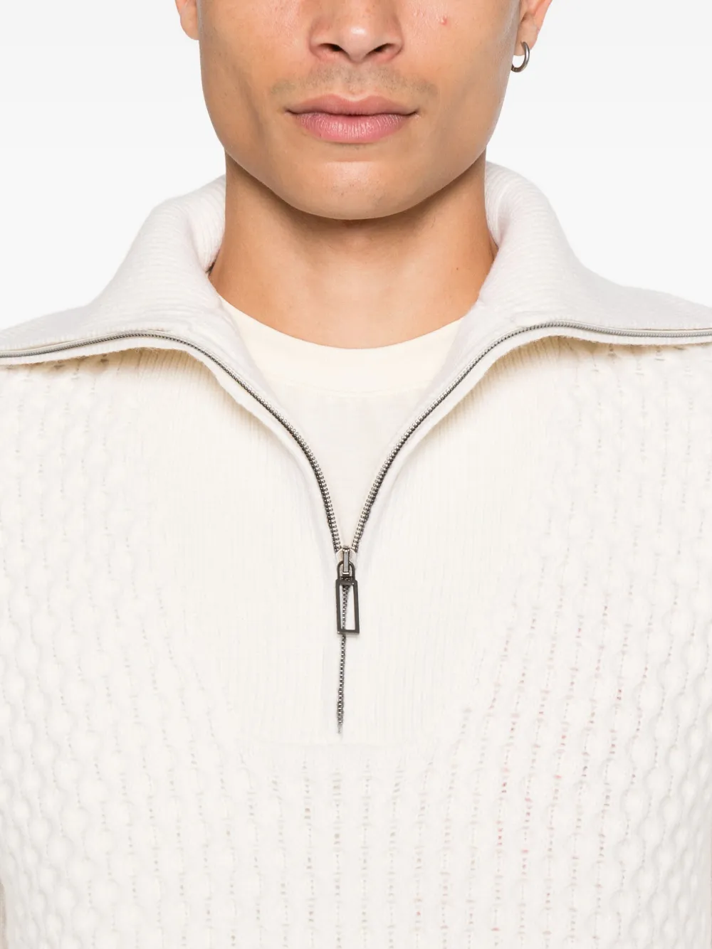 Paolo Pecora Kabelgebreide trui Beige