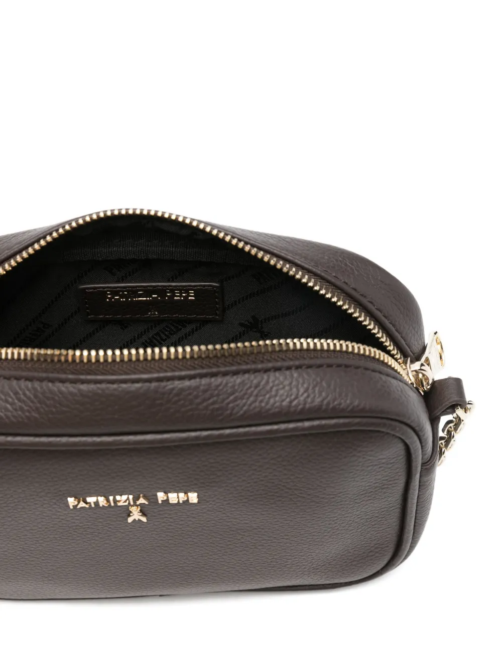 Patrizia Pepe Schoudertas met logoplakkaat Bruin