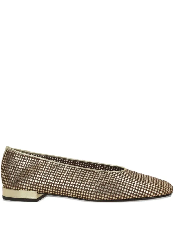 Giorgio Armani Square-toe Ballet Flats in Gold