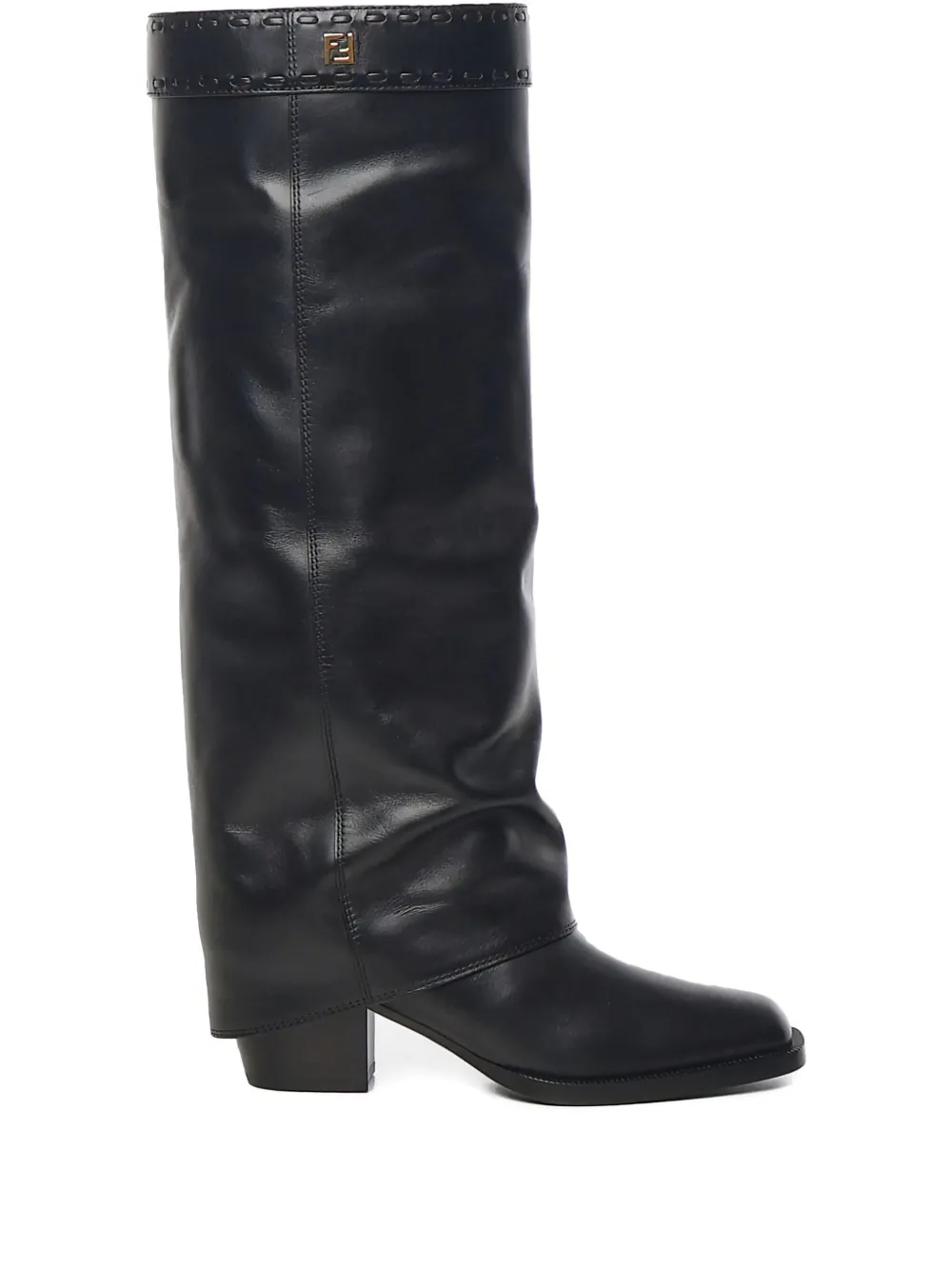 Fendi 55mm Minerva Topstitch Logo Boots In Black