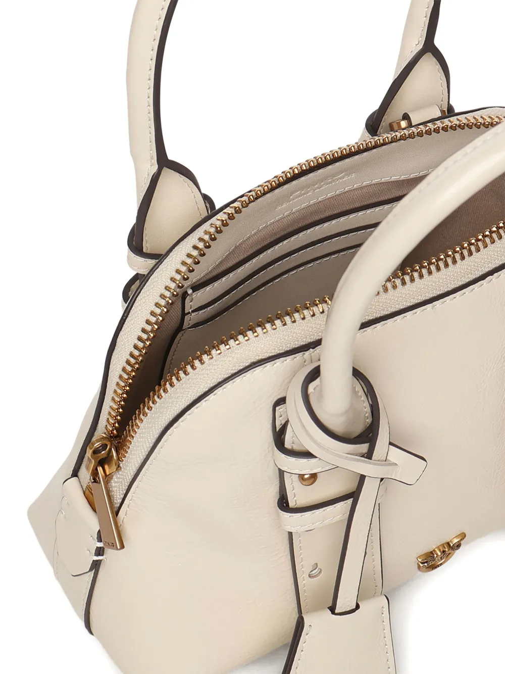 Pinko Small Escape Leather Tote Bag In Neutral