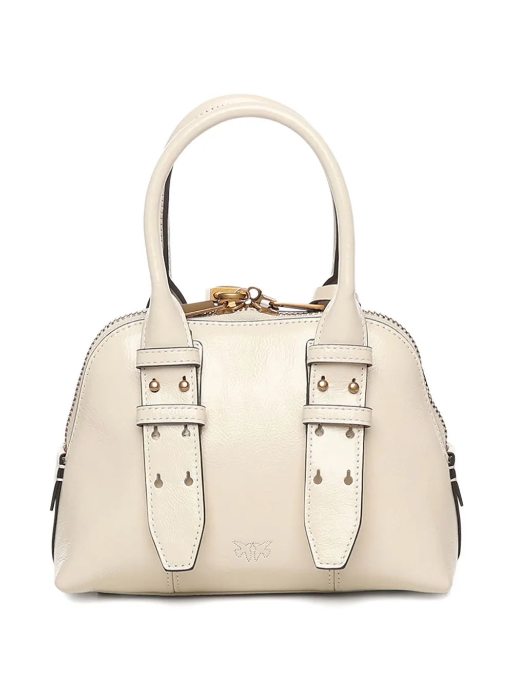 Pinko Small Escape Leather Tote Bag In Neutral