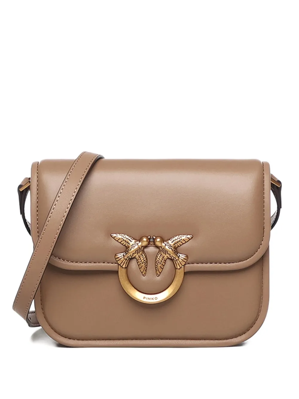 PINKO Love Box leather shoulder bag - Marrone