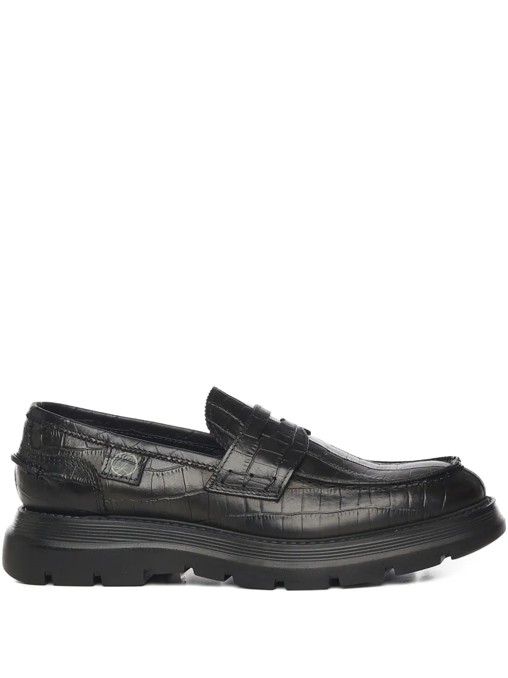 Giuliano Galiano crocodile-print round-toe loafers | Black | Image 1