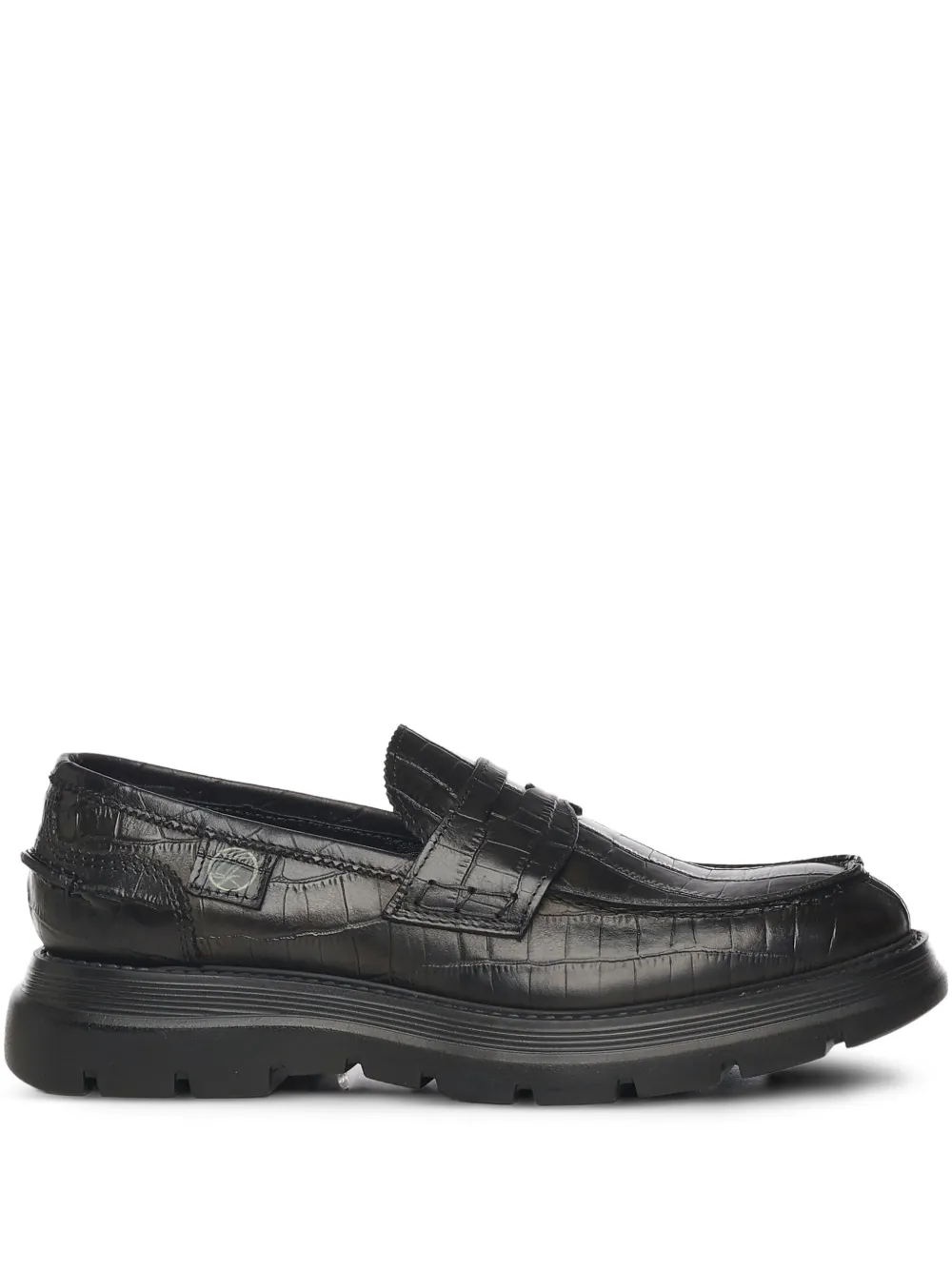 Giuliano Galiano crocodile-print round-toe loafers | Black | Image 1