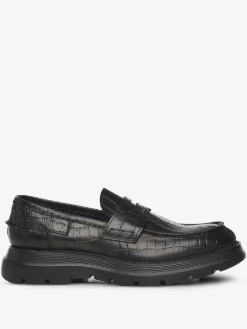 Giuliano Galiano crocodile-print round-toe loafers