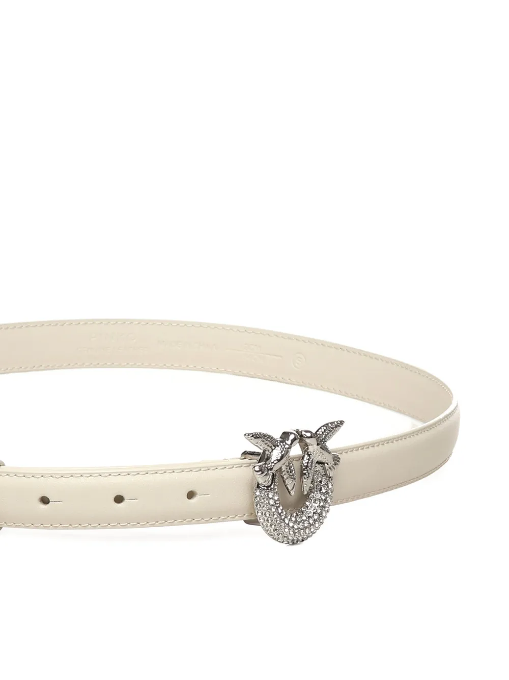 Pinko Logo-buckle Leather Belt In Neutral