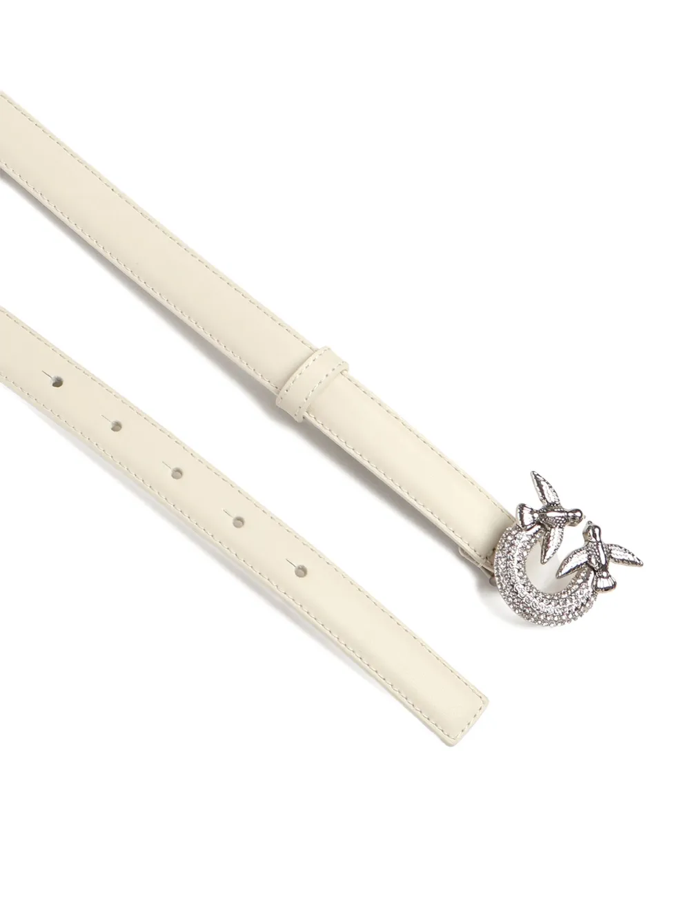 Pinko Logo-buckle Leather Belt In Neutral