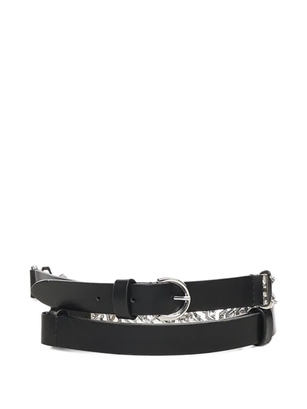 PINKO Belt in Leather and Chains Pinko Leather Belt With Chains And Straps 3 Cm Black Old  main image 4