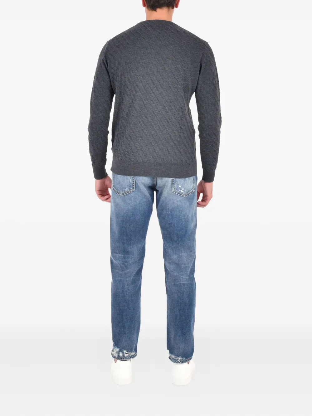 Low Brand Top met ronde hals Grijs