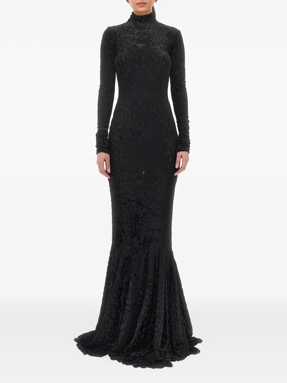 Roberto Cavalli High-collar Flared Maxi Dress In Black