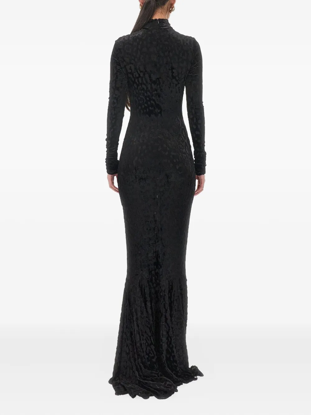 Roberto Cavalli High-collar Flared Maxi Dress In Black