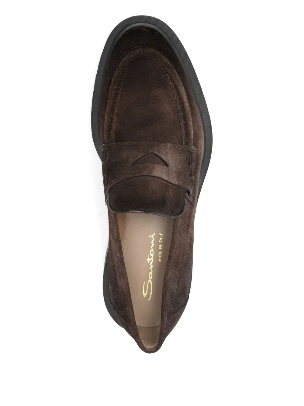 Santoni Suede Penny Loafers In Brown