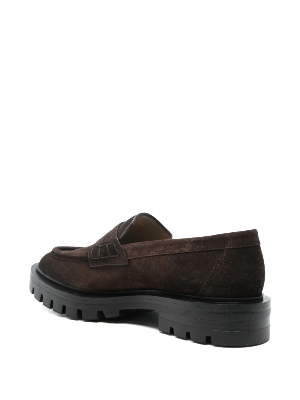 Santoni Suede Penny Loafers In Brown