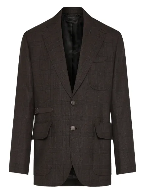 Brioni check buckle jacket