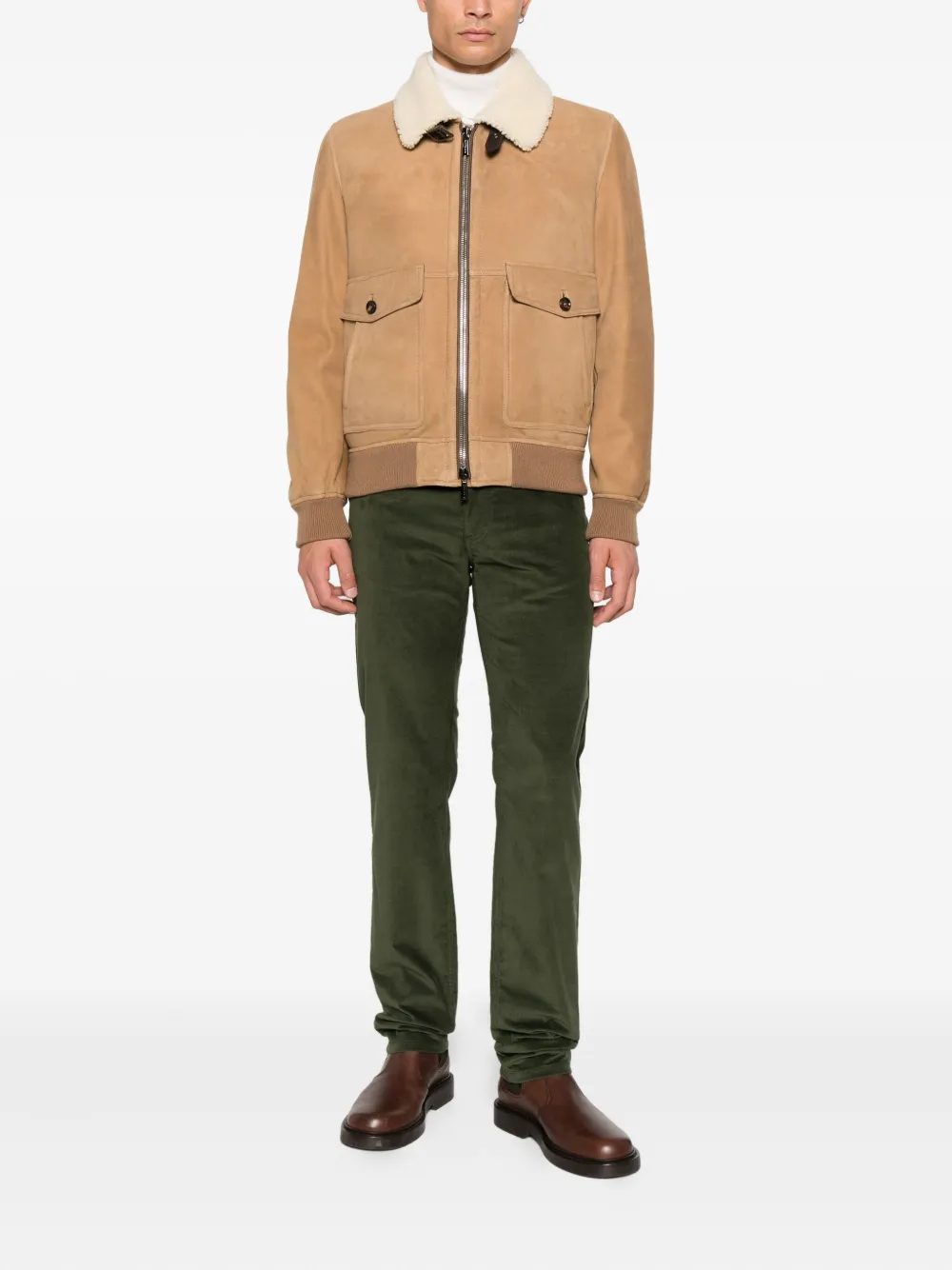 Brioni Meribel ribfluwelen broek - Groen