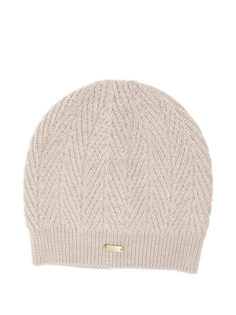 Herno Herringbone-pattern Beanie In Neutral