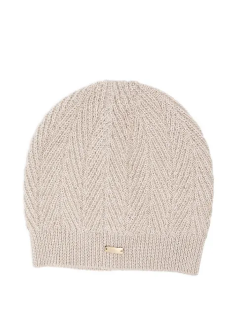 Herno herringbone-pattern beanie 