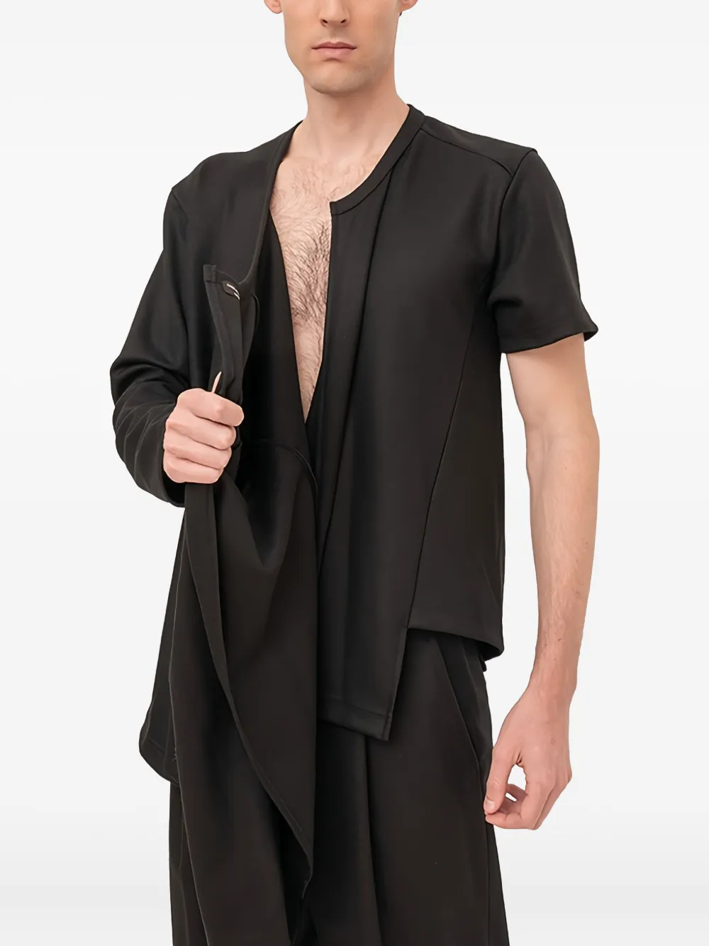 Comme des Garçons Homme Plus asymmetric-hem T-shirt - Zwart