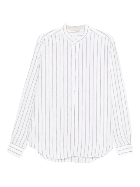 Eleventy striped collarless shirt