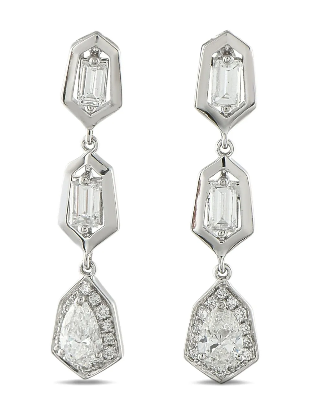 LB Exclusive 18K white gold diamond drop earrings - Argento