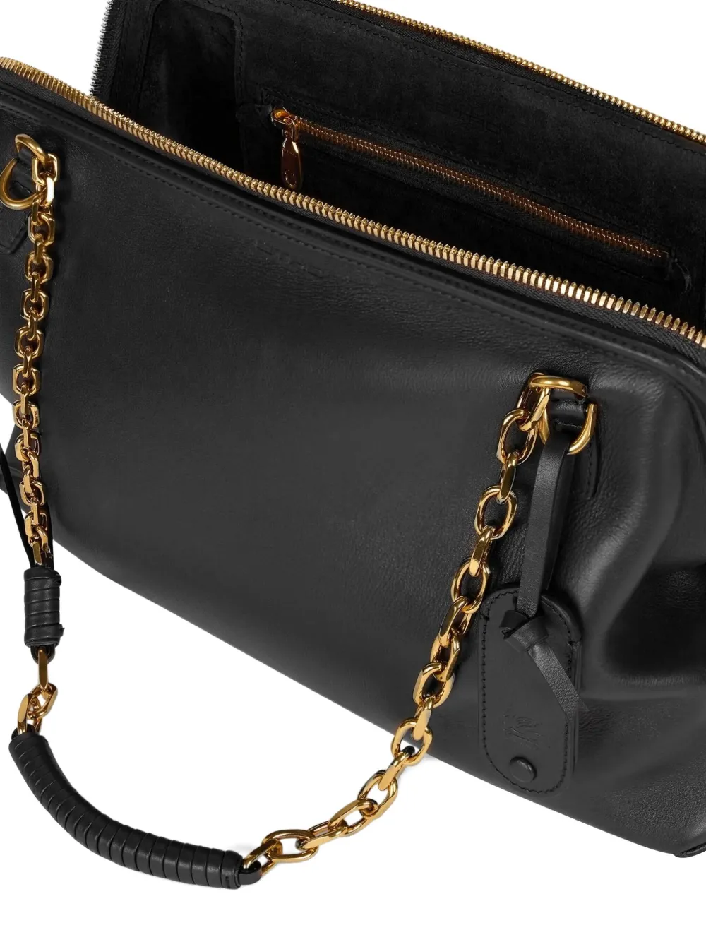 Etro Shoulder Bag With Chain Handle And Label Holder In Gray