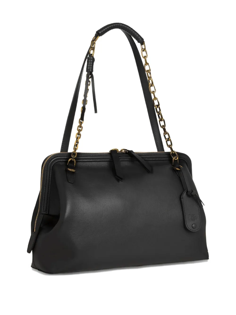 Etro Shoulder Bag With Chain Handle And Label Holder In Gray