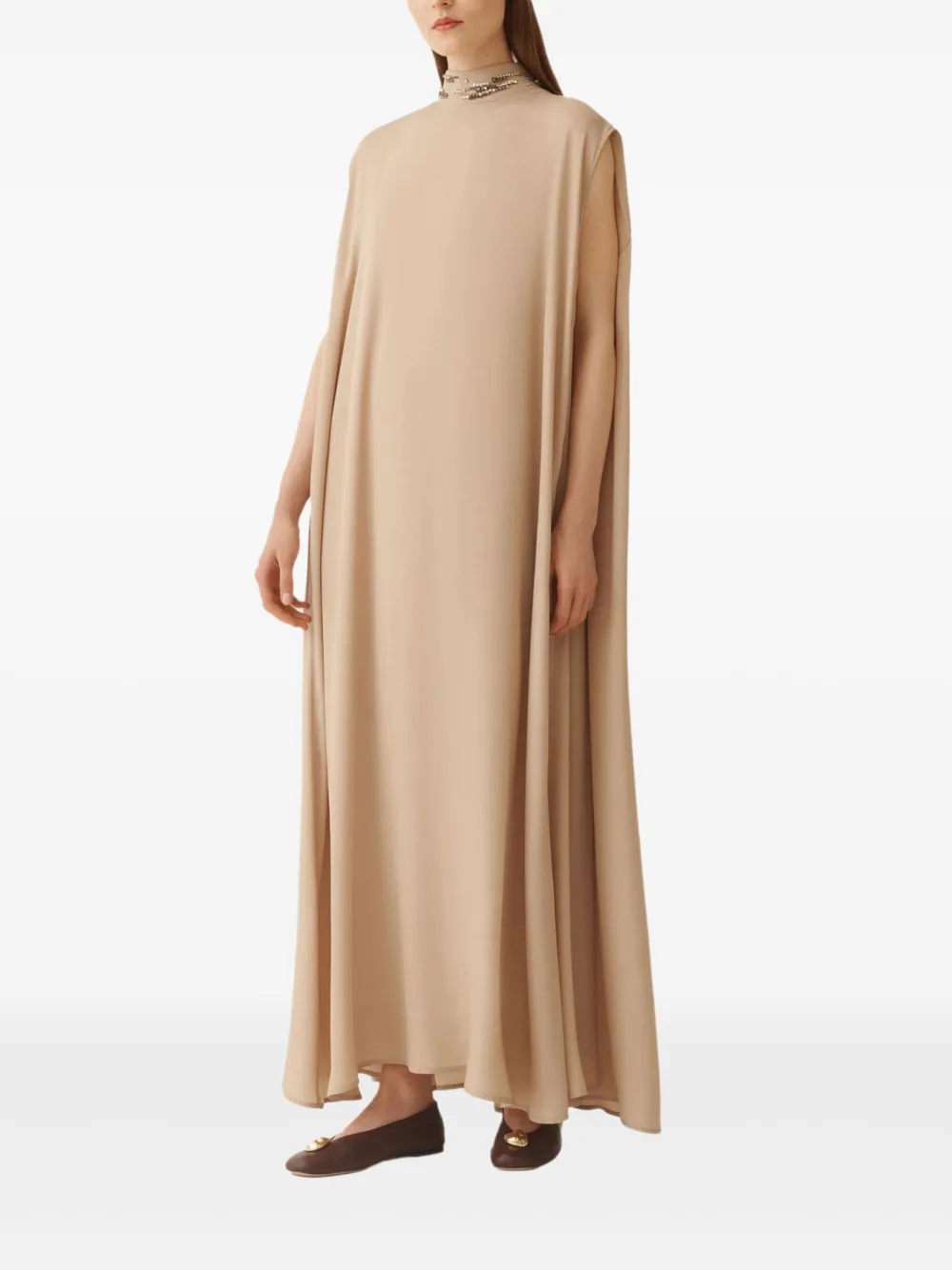 Fabiana Filippi jewelled-embroidered cape maxi dress - Beige