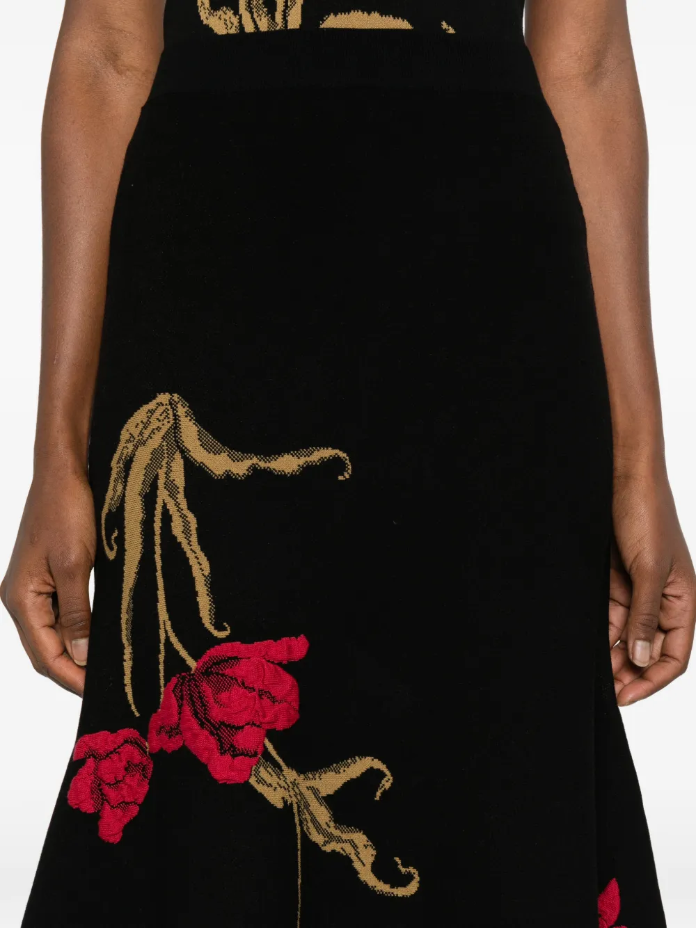 Erdem A-line Midi Knit Skirt Black In Black