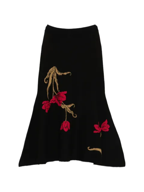 ERDEM floral-motif knitted midi skirt