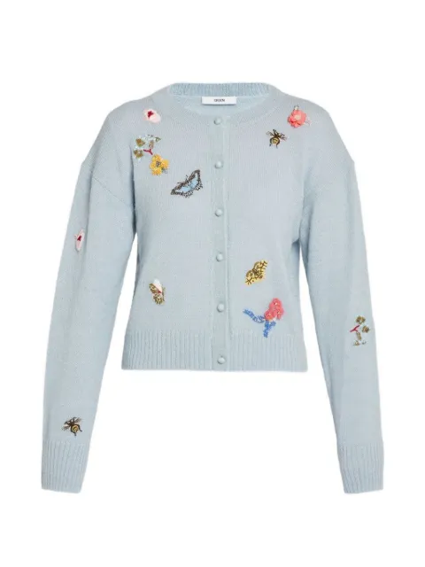ERDEM floral-embellished crew-neck cardigan