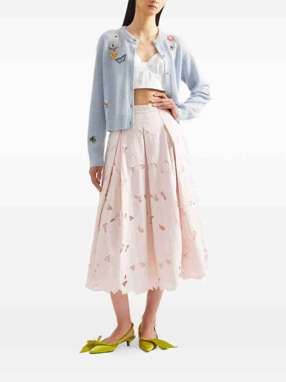 ERDEM Vest verfraaid met bloemen en ronde hals Blauw