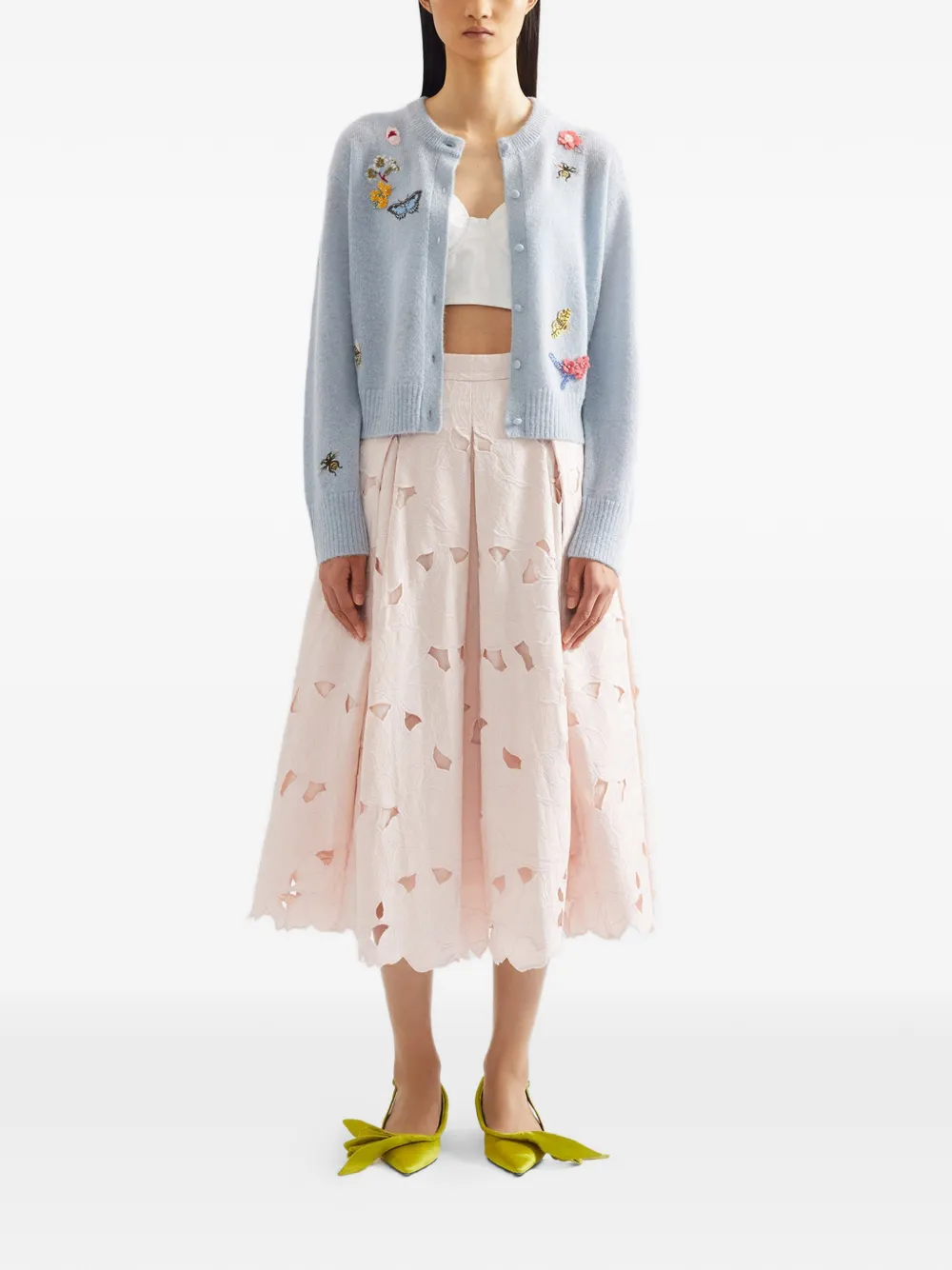 ERDEM Vest verfraaid met bloemen en ronde hals Blauw