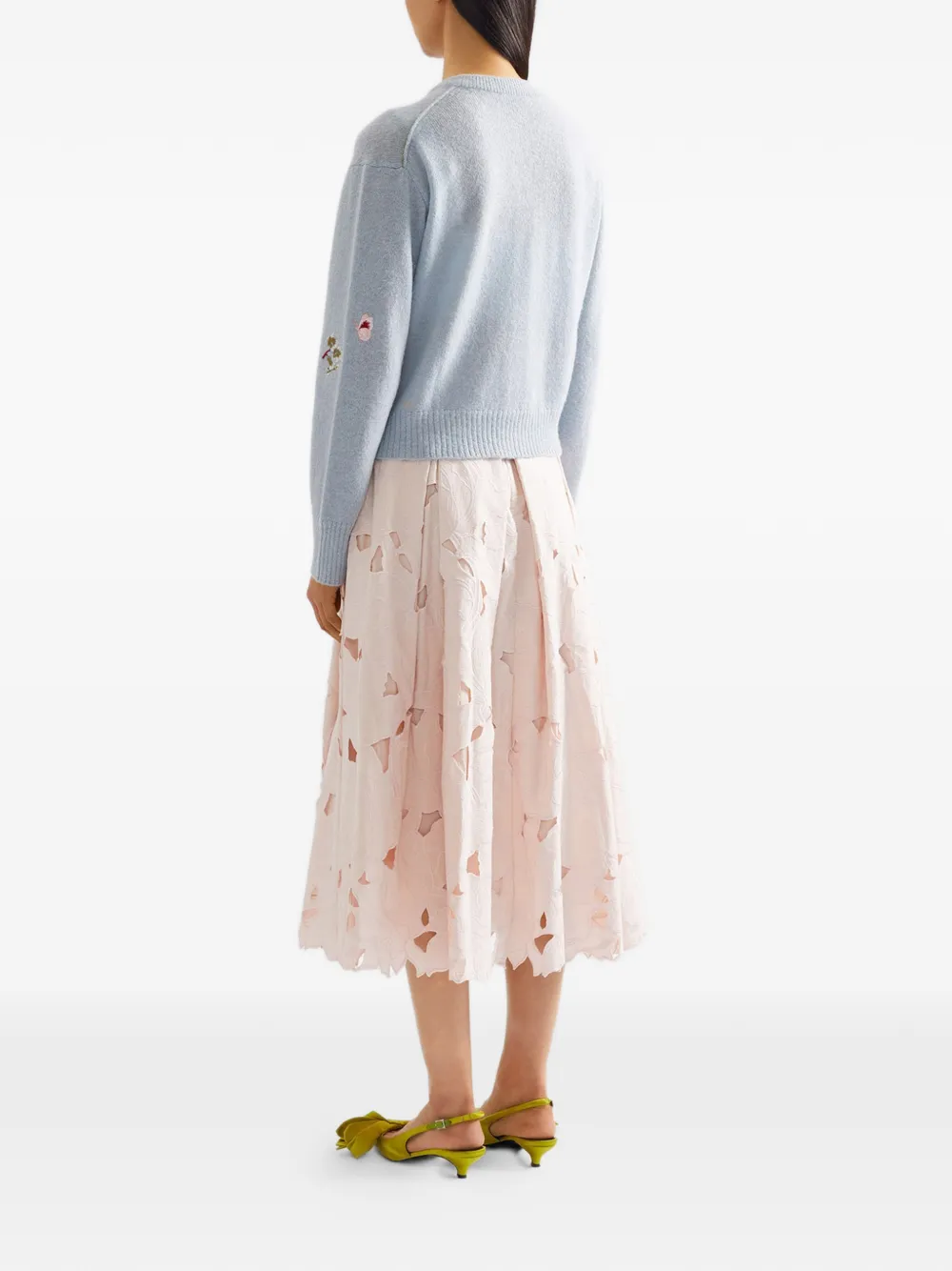 ERDEM Vest verfraaid met bloemen en ronde hals Blauw