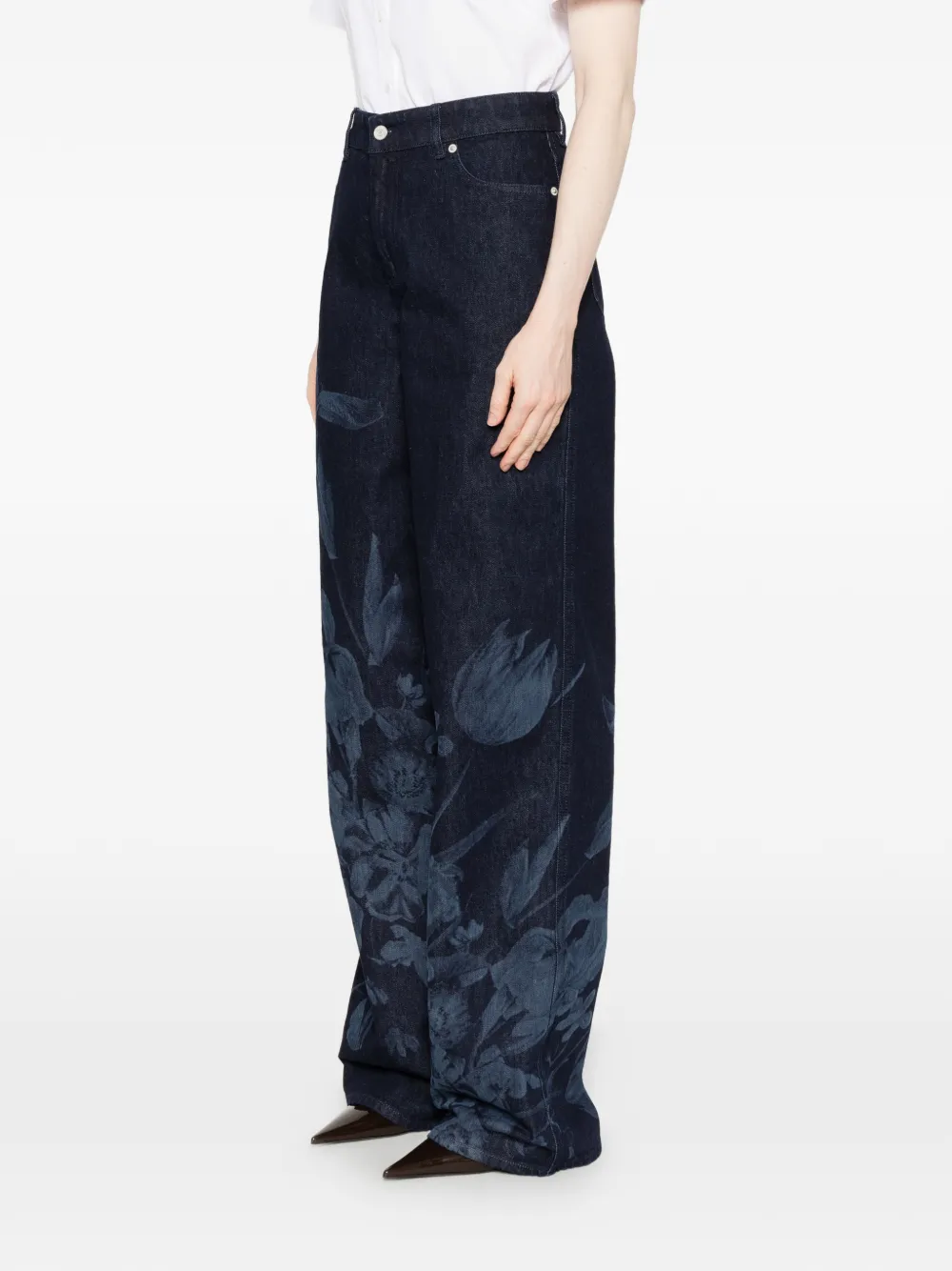  Erdem Vaqueros Rectos Con Estampado Floral - Azul 