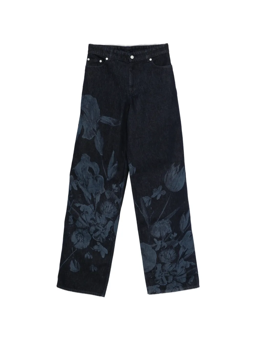 ERDEM floral-print straight-leg jeans - Blu