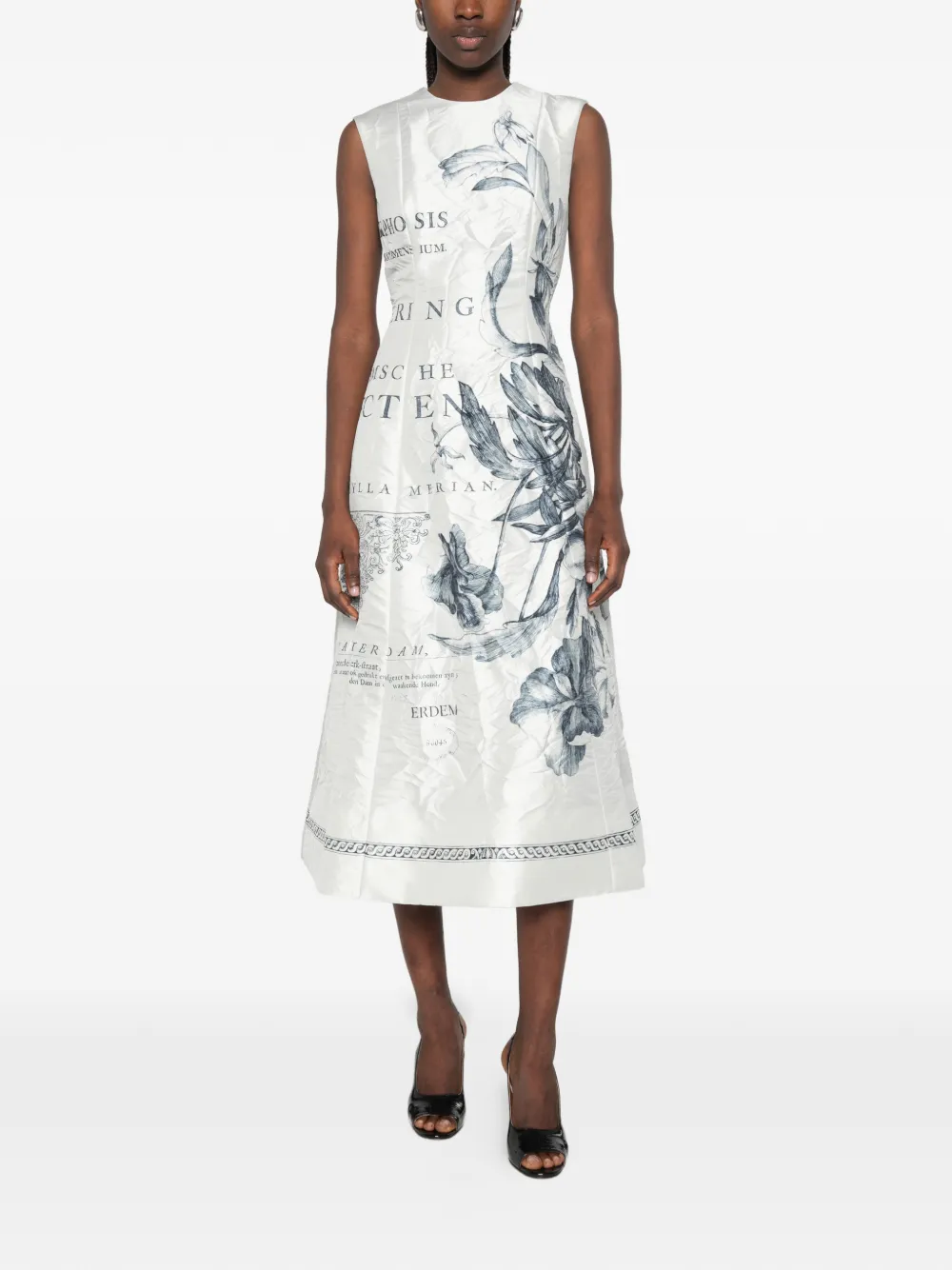 ERDEM Midi-jurk met bloemenprint Wit