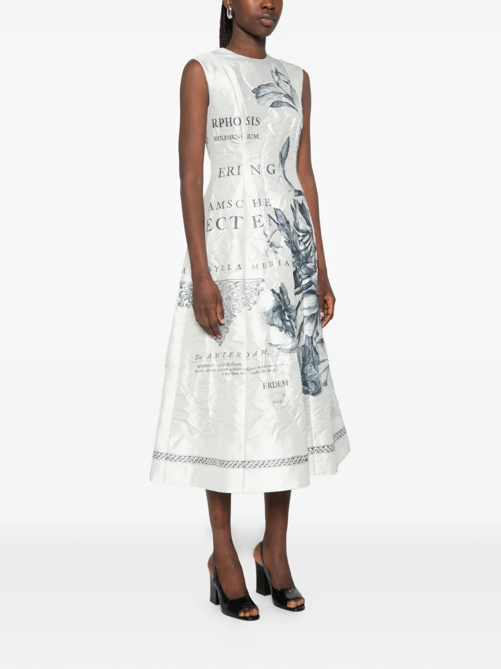 ERDEM Midi-jurk met bloemenprint Wit
