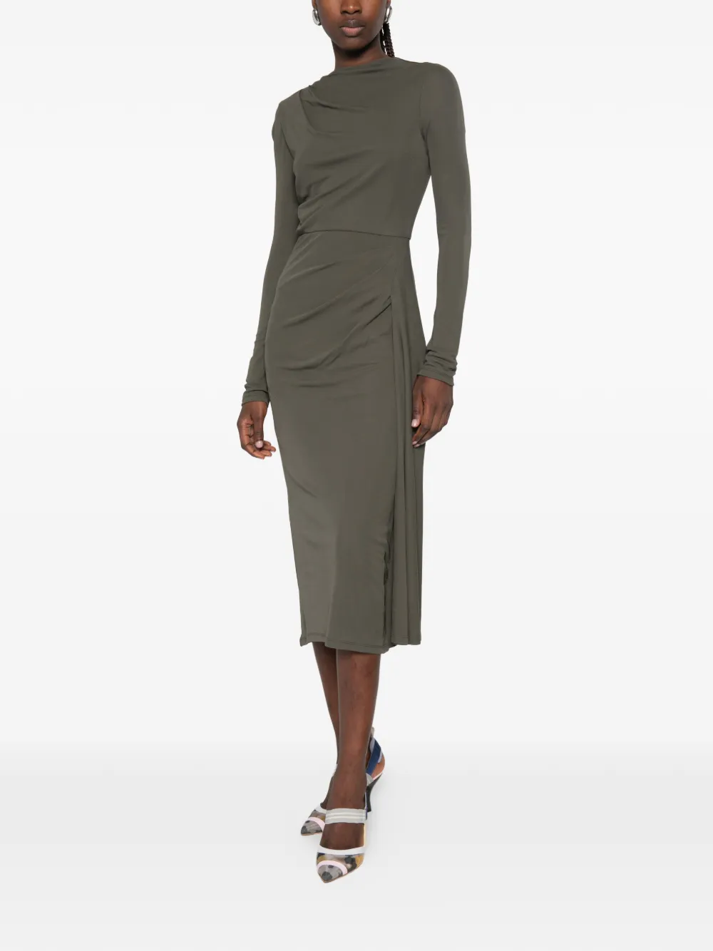 ERDEM Midi-jurk met lange mouwen Groen