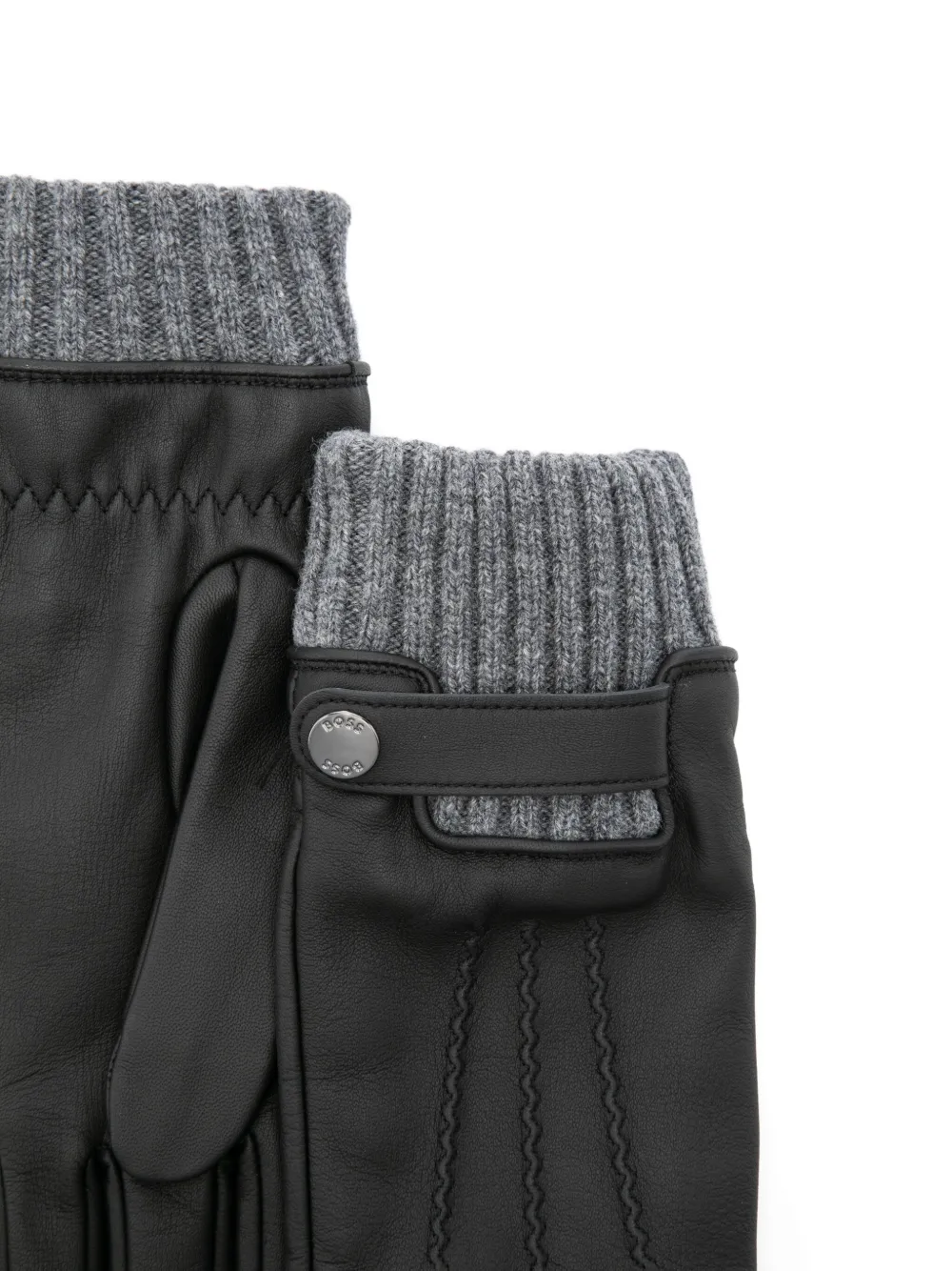 BOSS Leren handschoenen Zwart