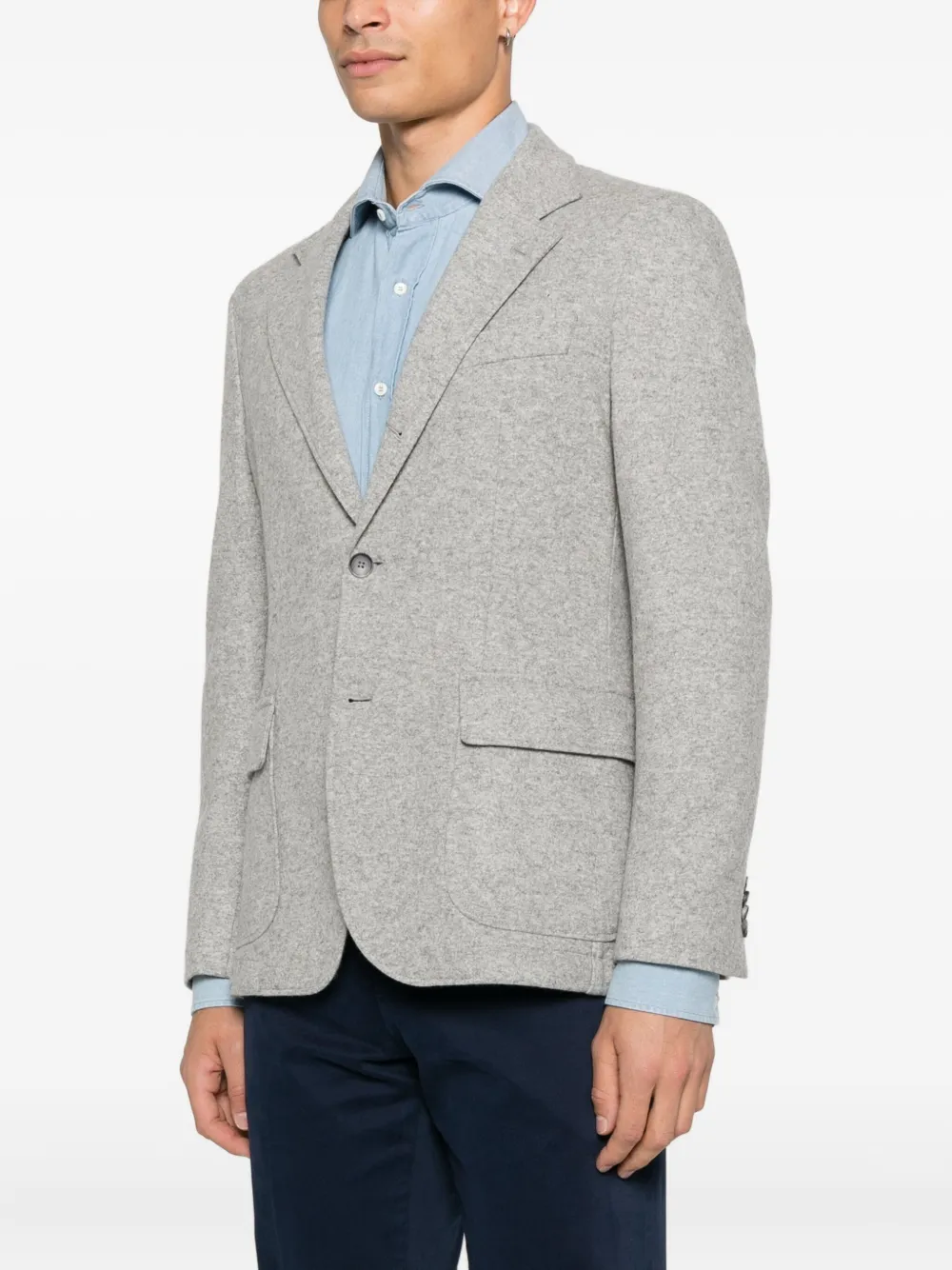 Hugo Boss Flap-pocket Blazer In Gray
