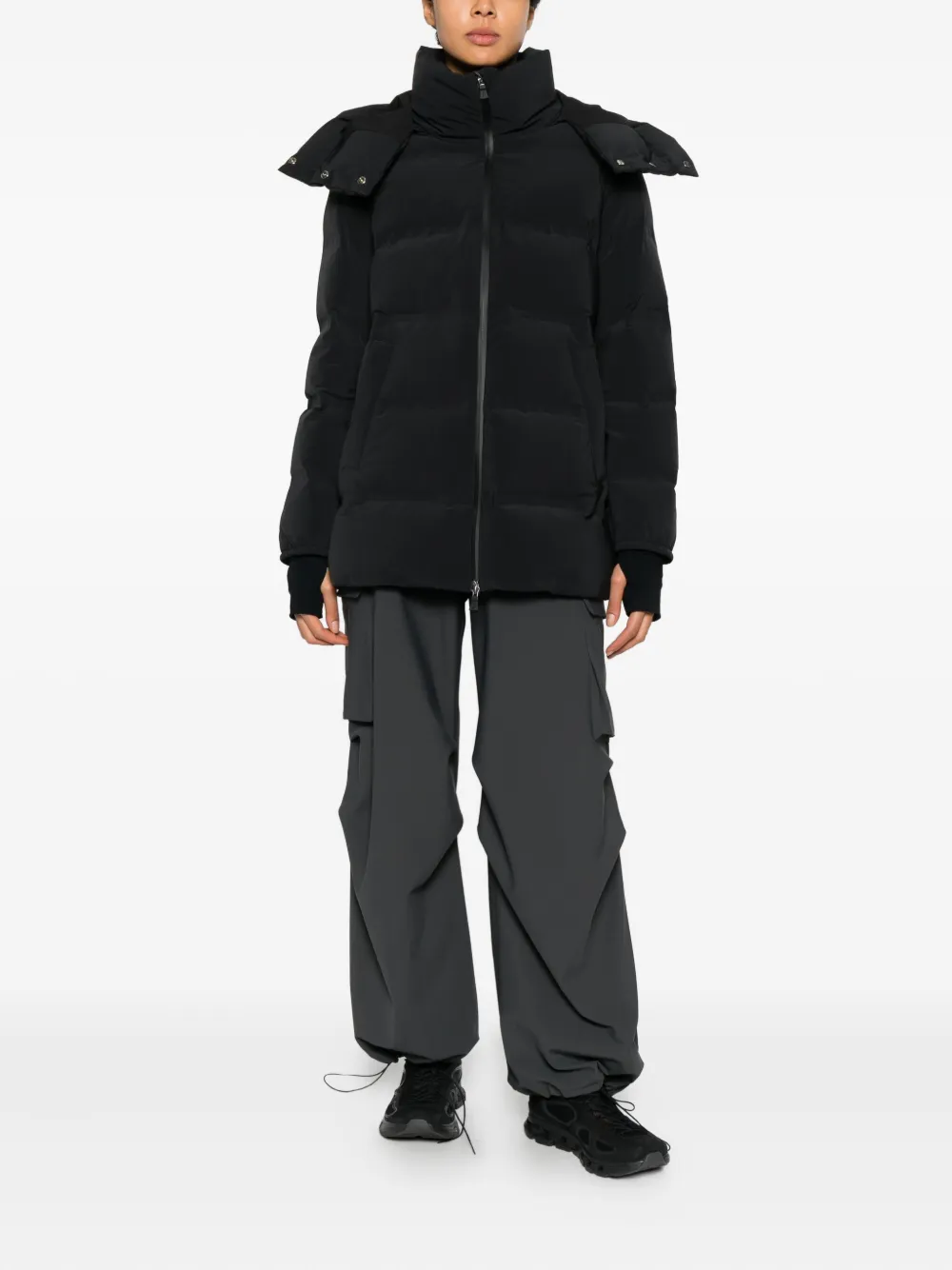 Herno Hooded Zip-up Jacket In Black