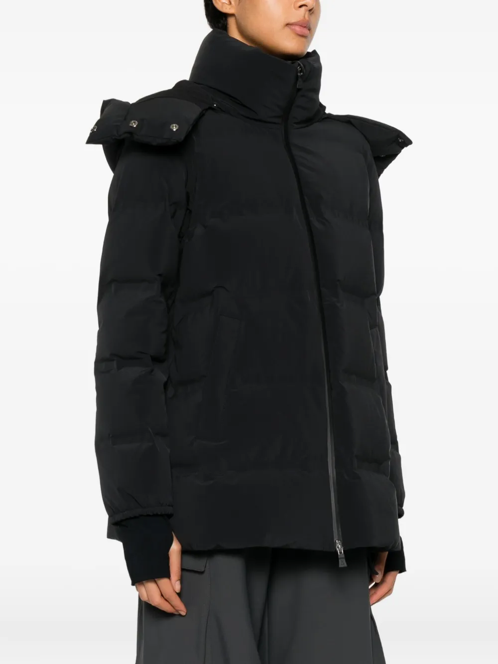 Herno Hooded Zip-up Jacket In Black