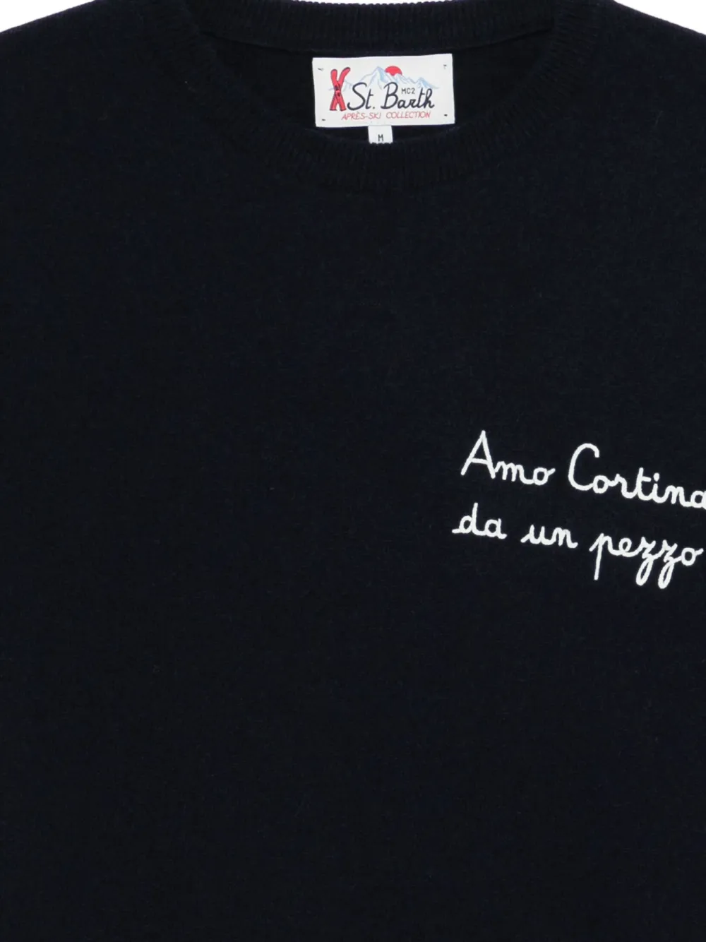 MC2 Saint Barth Sweater met borduurwerk en ronde hals Zwart